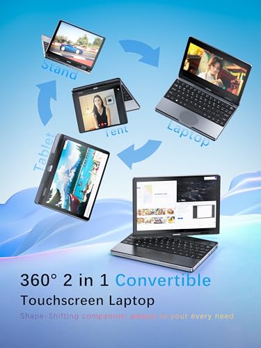 Image of Mini Laptop 10.5 inch Touchscreen 2-in-1 Convertible Computer N95 CPU | Win 11 Pro Tablet PC 16GB DDR4 512GB SSD,1920 * 1280 IPS,Face Unlock,Backlit KB,BT4.2,Type-C,Mini HDMI (16G+512GB)
