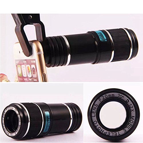 Horizon Cellphone Camera Lens 12X Zoom Removable Clip-on Telescope Manual Focus Camera Lens Telephoto Lens for iPhone 6S, 6, Galaxy S7, S6