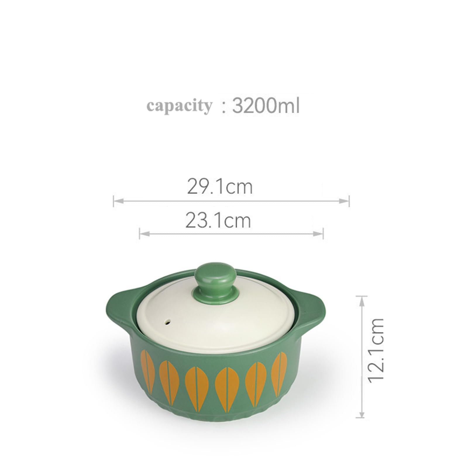 RUANLOV Cerámica Cazuela, cazuela de cerámica, Resistente a Altas temperaturas,Estilo Olla de Barro Rice crisol de la Sopa Olla pequeña cazuela (C 3.2L)
