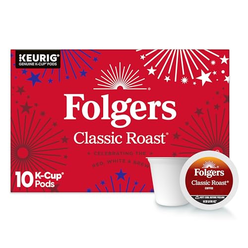 Folgers Classic Roast Medium Roast Coffee, Keurig K-Cup Pods, Limited-Edition Design for America&rsquo;s 250th Anniversary, 10 Count Box