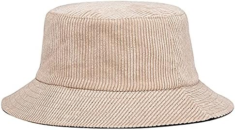 Belsen Corduroy Reversible Bucket Hat Unisex Cotton Twill Canvas Sun Fishing Hat (Beige(Reversible-Black))