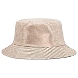 Belsen Corduroy Reversible Bucket Hat Unisex Cotton Twill Canvas Sun Fishing Hat (Beige(Reversible-B