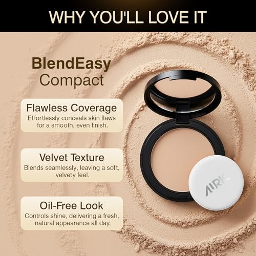 Image of Auric BlendEasy Matte Finish Compact Powder (9g) for Optimum Coverage with Hyaluronic Acid | Sweatproof, Hydrating, Oil Control | Paraben Free | Light Beige