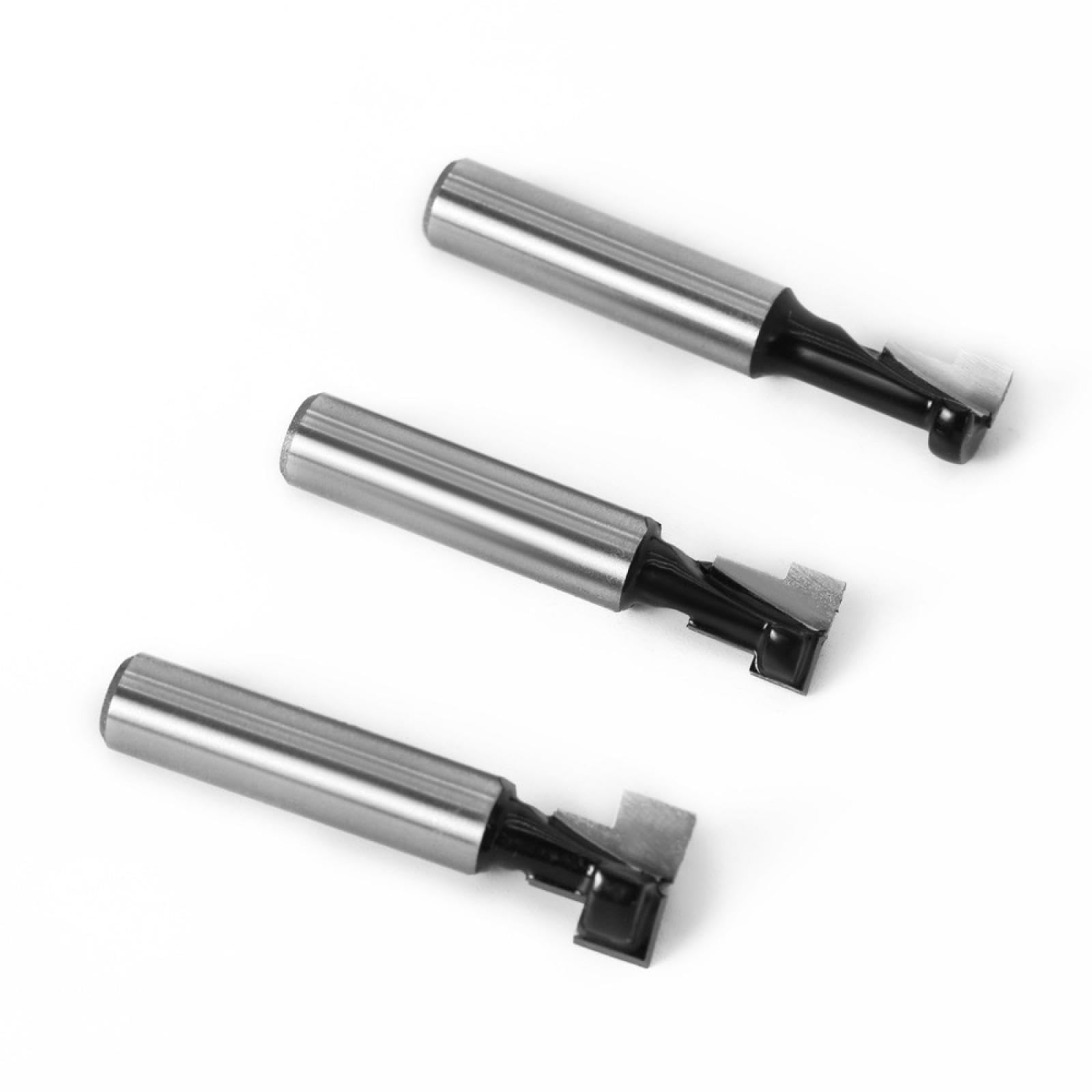 Fresa de carburo para ranurar en T con vástago de 8 mm, para madera, para ranurar pernos hexagonales, fresas de ranurado en T (3 unidades)