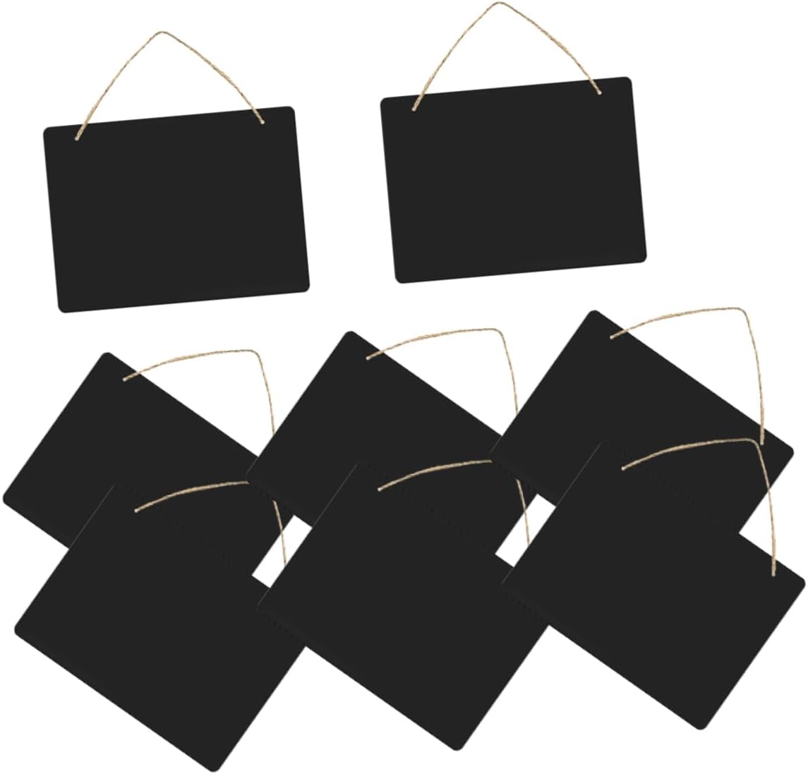 ABOOFAN 8Pcs Wooden Hanging Chalkboard Signs with Ropes Double Sided Blackboards for Message Writing Decorative Price Tags for Home Office Restaurant Use