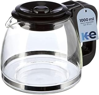 Anakel Home Glaskaraffe für Filterkaffeemaschinen mit verstellbarer Höhe | 13,5–15 cm H x 14 cm B | Kaffeekaraffe mit Deckel, Schwarz