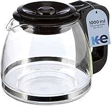 Anakel Home Glass Carafe for Filter Coffee Machines with Adjustable Height | 13.5-15cm H x 14cm W | Coffee Carafe with Lid Black