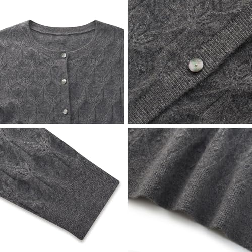 Image of GOELIA Pure Cashmere Wool Cardigans Womens Sweaters Trendy Long Sleeve Button Down Cozy Loose Fit Knit Going Out Tops