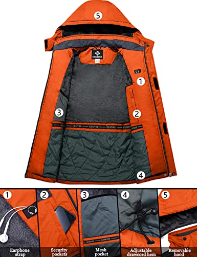 Image of GEMYSE Men's Winter Ski Jacket Waterproof Snow Coat with Detachable Hood | Windproof, Fleece-Lined, Insulated, Multiple Pockets, for Snowboarding and Cold, Rainy Weather