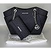 Michael Kors Jet Set Travel Large Chain Shoulder Tote bundled with Travel Trifold Wallet (Signature MK Black)
