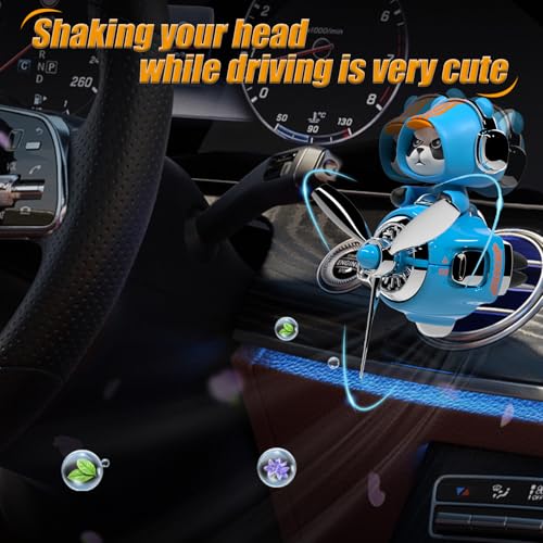 Image of 2Pcs Car Air Fresheners, Cute Bear Pilot Automotive Air Outlet Creative Car Perfume Diffuser, Automotive Accessories Air Vent Decoration with 8 Fragrant Tablets (Black 1+Blue 2)