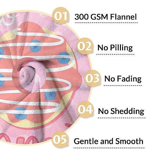 Girls Blanket - 60"x80" Cute Donut Throw Blanket Gifts for Girls - Personalized Pink Soft Fuzzy Doughnut Blanket for Bed, Couch & Living Room