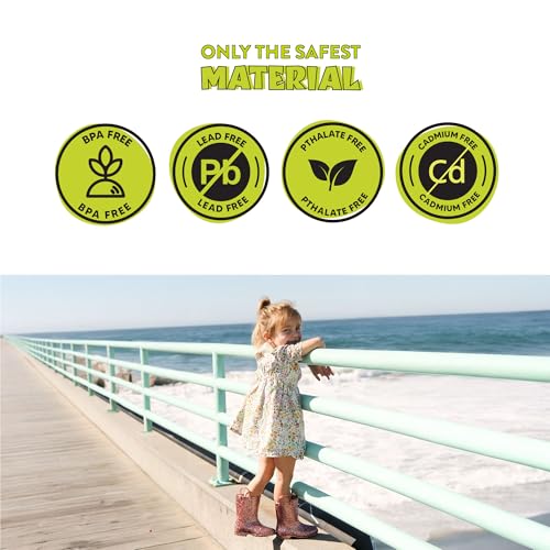 Western Chief Girl's Glitter Waterproof Rain Boot with Easy Pull on Handles, Perfect Lightweight Rain Boots for Kids3