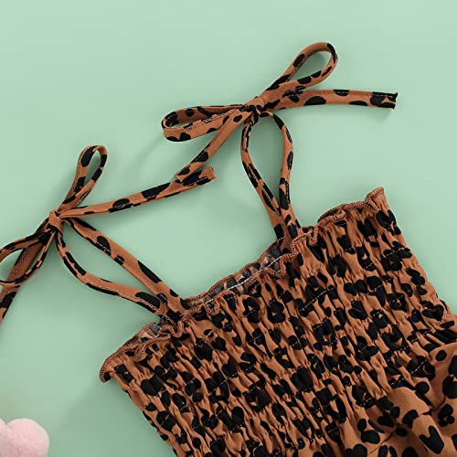 MoZiKQin Toddler Kids Baby Girl Strap Sleeveless Romper Jumpsuit Leopard Print Pleated Overalls Fashion Outfit Clothes4