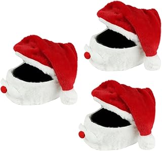 VICASKY Cobrir 3 Pçs Capacete De Natal Chapéu Capacete Para Adultos Motocicletas Para Adultos Decoração Ao Ar Livre Capa Proteção De Noel Chapéu De Noel Poliéster Natal Capacete Da