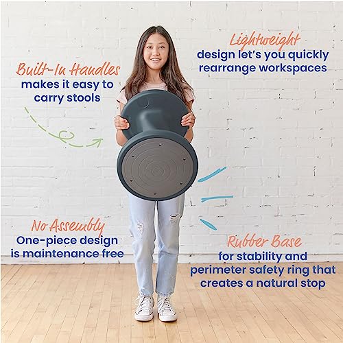 Image of ECR4Kids Twist Active Wobble Stool, 18in Seat Height, Classroom Furniture, Dark Grey