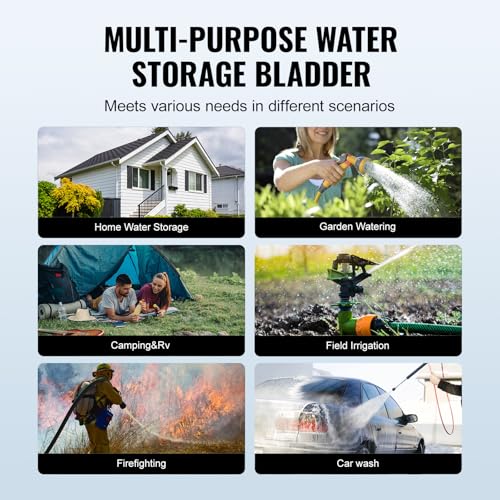 VEVOR 1000L Wasserblasen Aufbewahrungsbehälter, 1000D blaues PVC, zusammenklappbare Wasserspeicherbehälter, große Kapazität, weicher Wasserbeutel, tragbare Wasserblase, Brandschutz, Camping