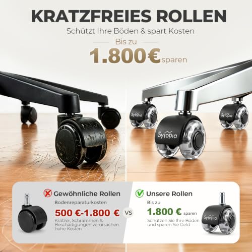 Miniatura 4 de Sytopia Ruedas Silla Oficina De Goma, 11 22 Mm, Silenciosas Y Suaves Para Suelo Duro, Adecuadas Para Sillas De Escritorio Y Gaming, No Rayan, Juego De 5 Gris, No Compatible Con Sillas 1kea