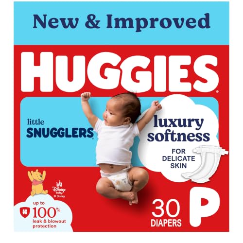 Image of Huggies Newborn Diapers, Little Snugglers Baby Diapers, Size Preemie (up to 6 lbs), 30 Count