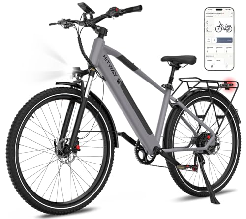 HITWAY 29 Zoll E Bike Herren Elektrofahrräder, Abnehmbarer 36V 12.8Ah Akku, 50-80KM Reichweite, 250W Motor & 25km/h, 7-Gang E-Fahrrad mit APP, Pedelec MTB Citybike Ebike für Erwachsene