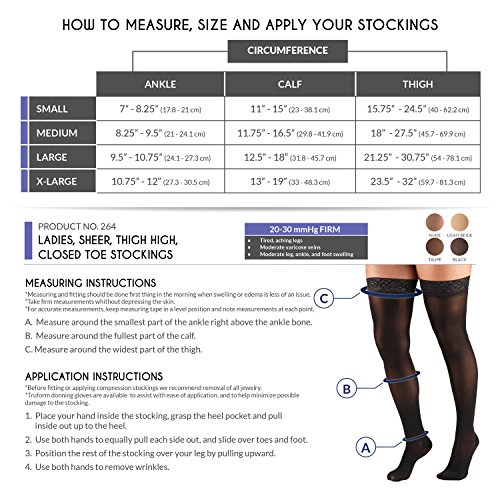 Truform Trusheer Compression Thigh High Socks, 20-30mmHg, Black, Large, 0264BL-L - Image 3