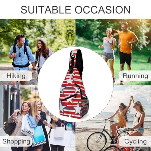 Mochila tipo sling con bandera rayas estrellas blanca miniatura 6