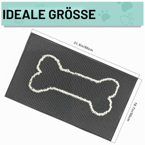 Tel Charme * 50x80 cm Fußmatte Für Den Innenbereich, Waschbare Schmutzabsorbierende Matte, Rutschfester Teppich für Hunde & Haushalt Maschinenwaschbar, Ideal für Schmutzige Schuhe und Pfoten