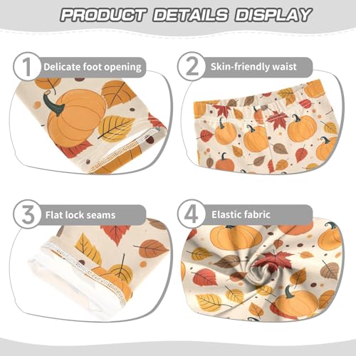 Maple Leaf Pumpkin Pattern Girls Leggings Soft Stretch Workout Yoga Dance Pants for Kids Casual Tights3