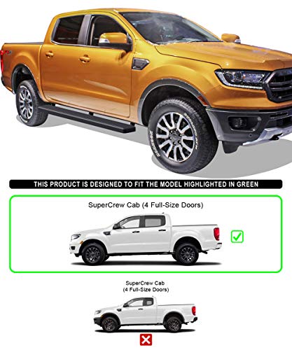 Estribos en acero inoxidable negro 6in APS para Ford Ranger miniatura 2