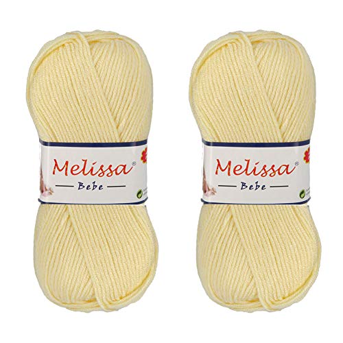 MELISSA Lana Bebé Hilo Acrílico Ovillo de Lana (2u*100g), Amarillo3