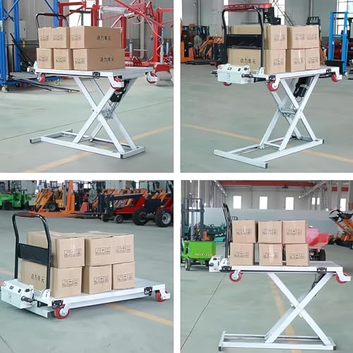 Carro elevador hidráulico con 4 ruedas, diseño de tijera, altura de elevación de 1 m para transportar y cargar materiales en camiones