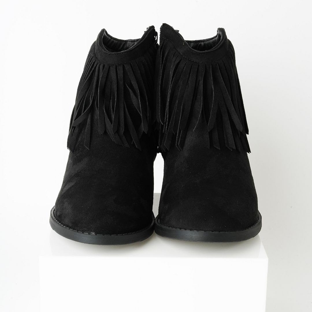 J. Adams Marrow Ankle Boot - Western Fringe Cowboy Low Heel Bootie - Picture 18 of 36