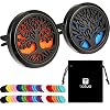 2 Pieces 316L Stainless Steel Car Aromatherapy Essential Oil Diffuser Air Freshener Vent Clip Locket with 48 Pieces Replacement Felt Pad for Christmas Valentine’s Day Giving (Tree Patterns)