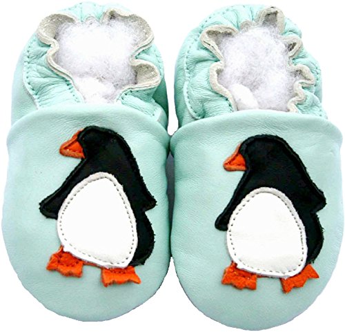 Leather Baby Soft Sole Shoes Boy Girl Infant Children Kid Toddler Crib First Walk Gift Penguin Blue (12-18month, Blue)