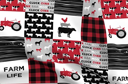 Spoonflower Fabric - Farm Life Wholecloth Black Red Wood Grain Farming Nursery Patchwork Printed On Fleece Fabric By The Yard - Sewing Blankets Loungewear And No-Sew Projects #TOP4