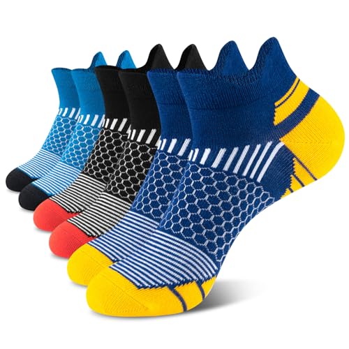 Niofind Socken Herren 43-46 37-42,Sneaker Socken Herren Sportsocken Atmungsaktive Gepolsterte Baumwolle Anti-Blasen Laufsocken für Sport Wandern Workout Fitness Multipack 6 Paar