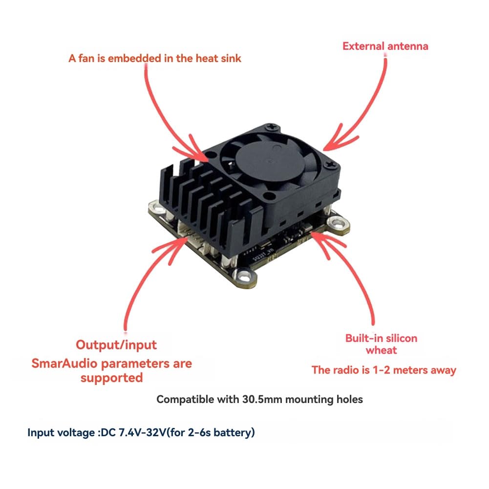 5.8G 2W FPV VTX 2000mW Modulo Trasmettitore Video + Antenna Aggiornata Ad Alta Potenza Regolabile per Drone RC FPV A Lunga Distanza