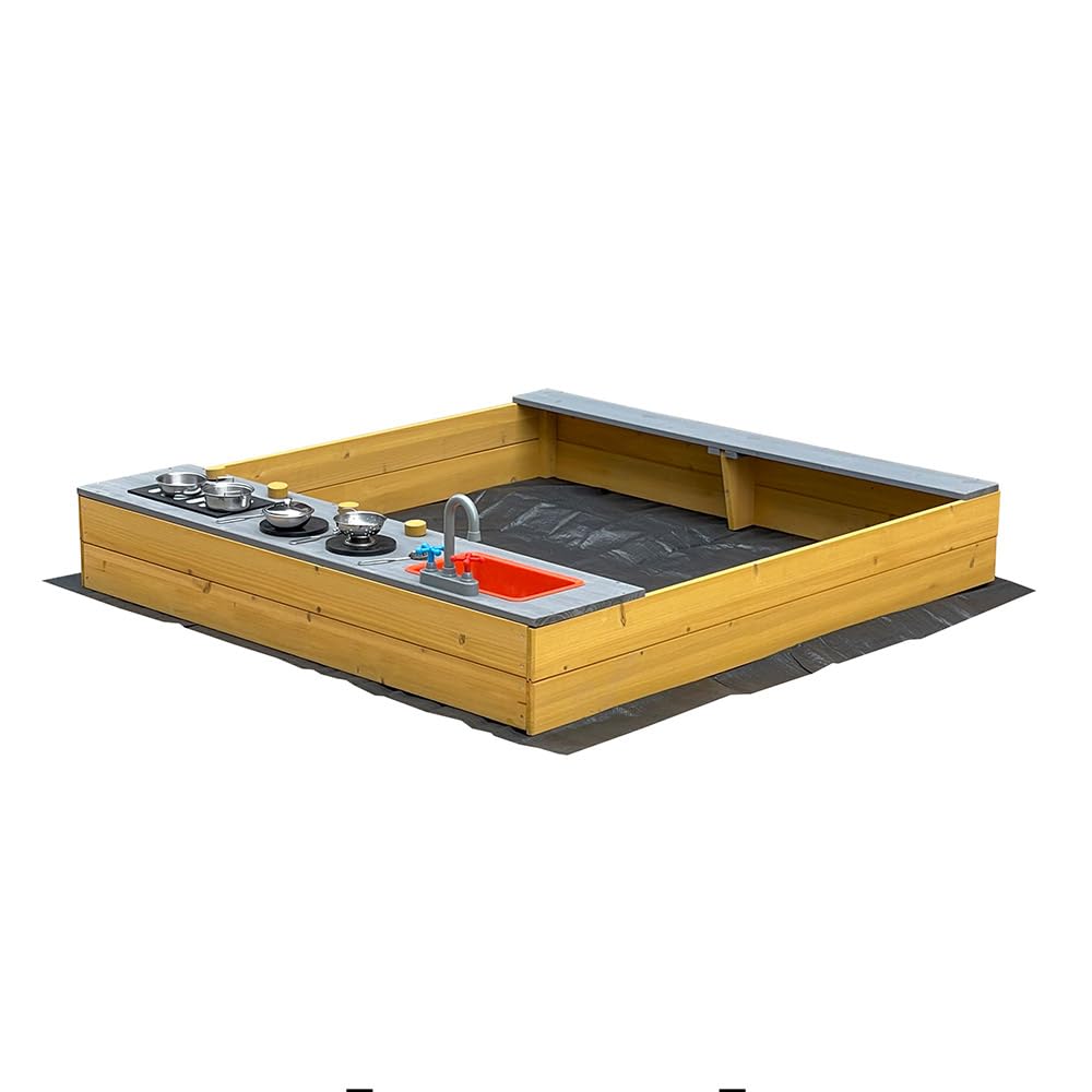 HOME DELUXE Cooky Bac à sable en bois naturel avec cuisine de jeu pour le plaisir créatif
