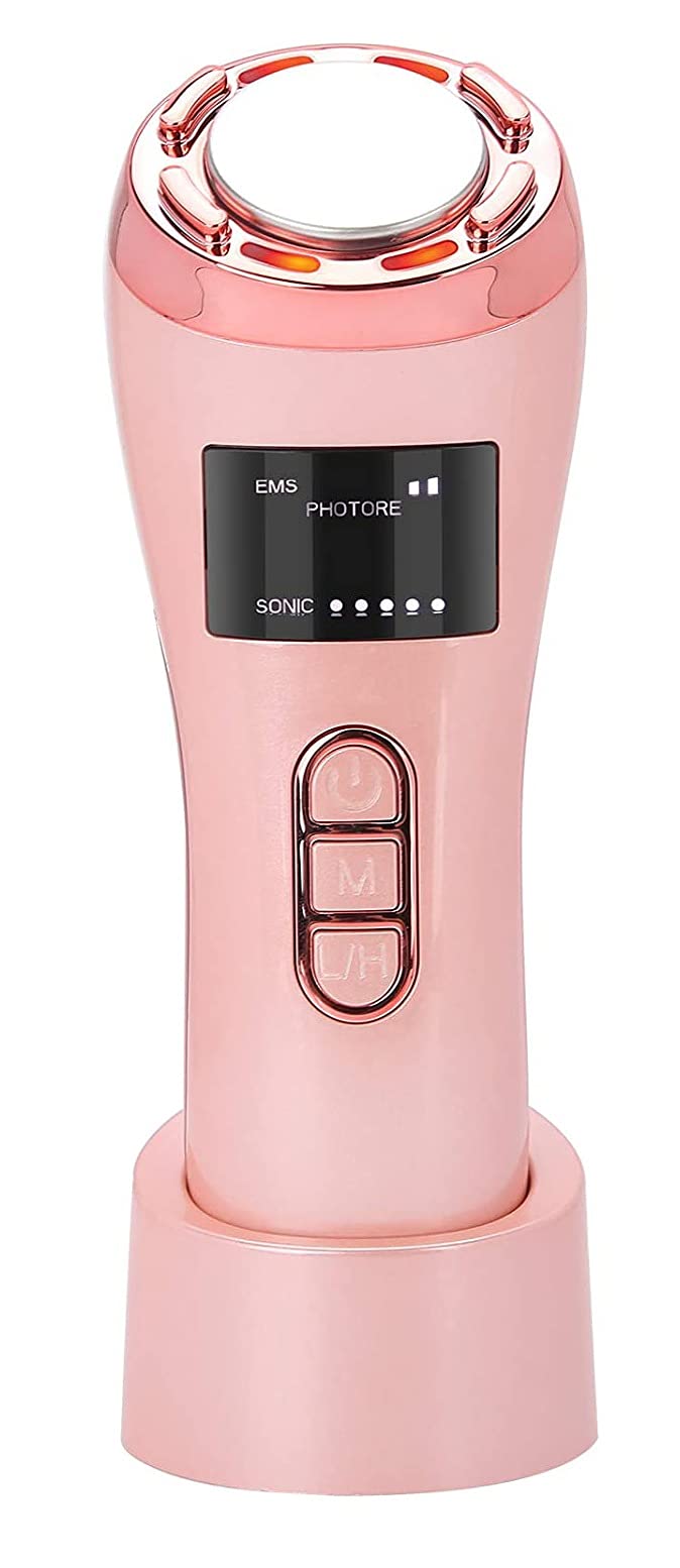 X&Z-XAOY Massaggiatore Viso,Macchina per Il Sollevamento del Viso Detergente Viso Dispositivo per La Cura della Pelle EMS Anti Rughe (Color : Pink)