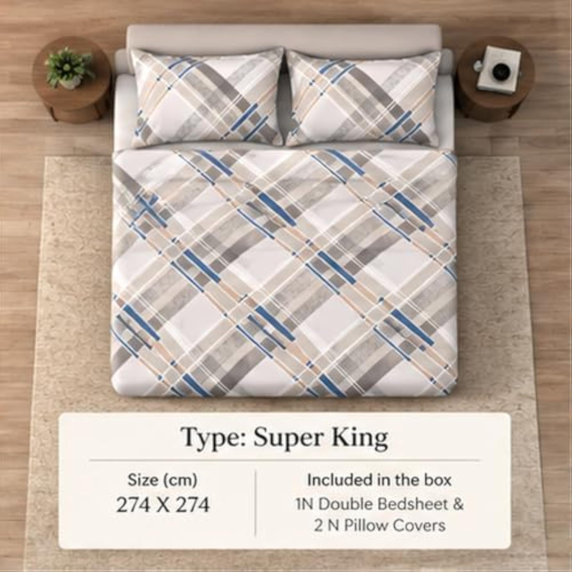 Florentine Geometric Brown Super King Size Bedsheet Set