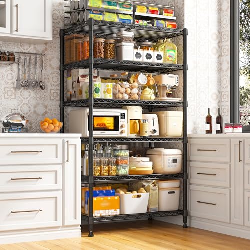 Image of REIBII 6-Shelf Tall Metal Shelves 70 inch H Wire Rack Sturdy Standing Shelf Units Adjustable Detachable Storage Shelving Unit for Kitchen Laundry Pantry Garage Commercial 71 inch H x 21.65 inch W x 11.8 inch D