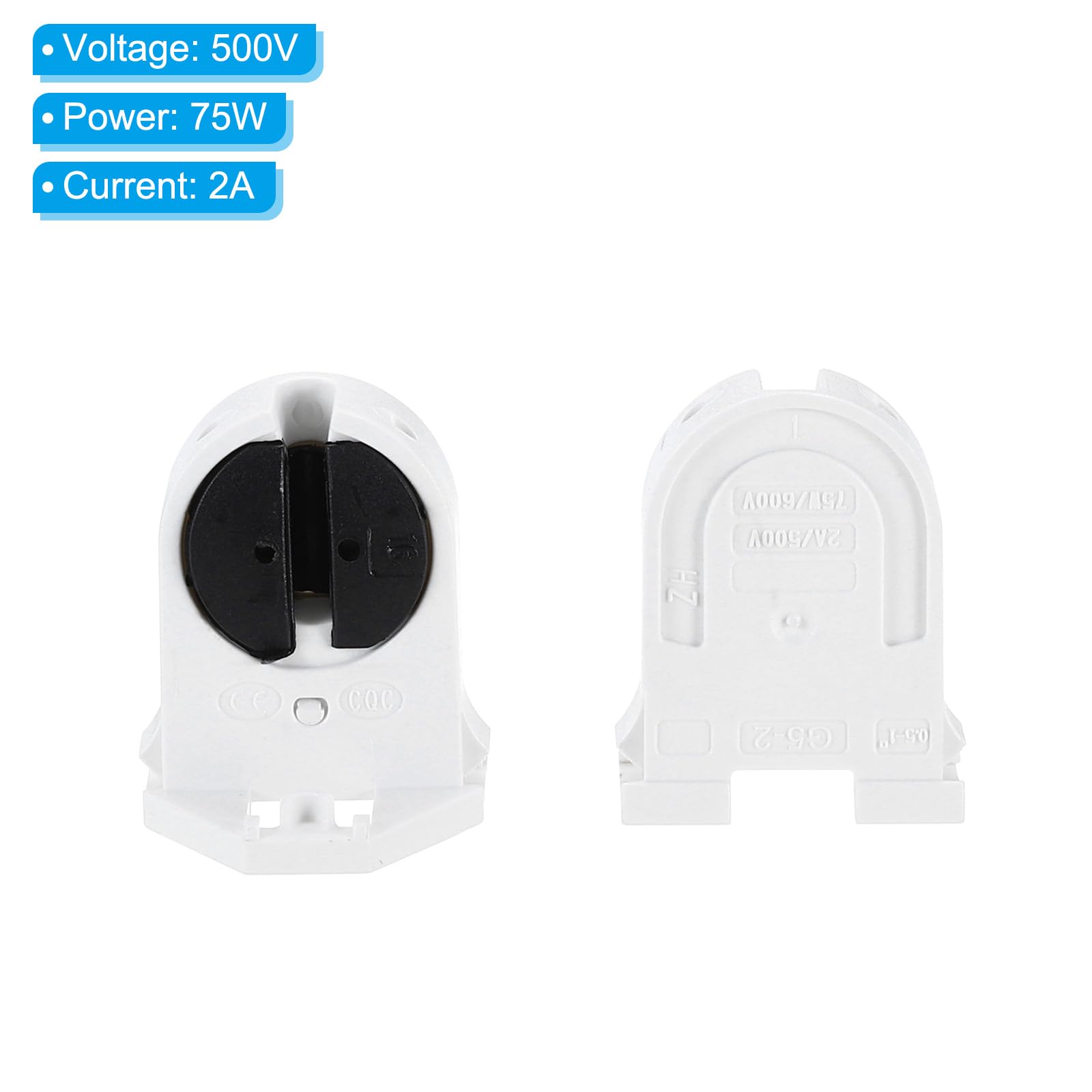 Portalampade Per Tubi Fluorescenti T8 - 24 Pezzi, Attacco G13, 250V, Bianco - Foto 2