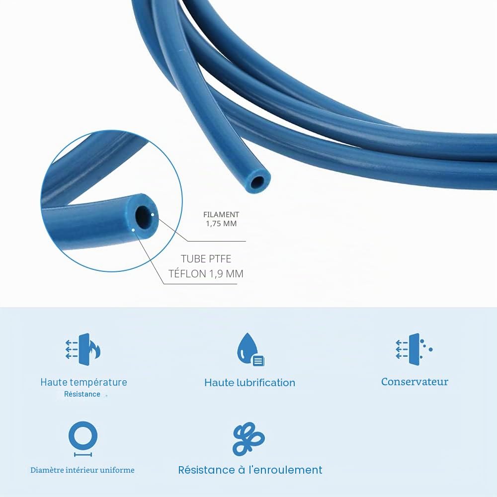 Creality Official Capricorn Bowden PTFE Tubing Téflon Tube Capricorn Premium XS Bowden pour filament de 1,75 mm avec Raccord Pneumatique PC4-M6 et PC4-M10 et Coupe-tube pour Toutes Les Imprimantes 3D