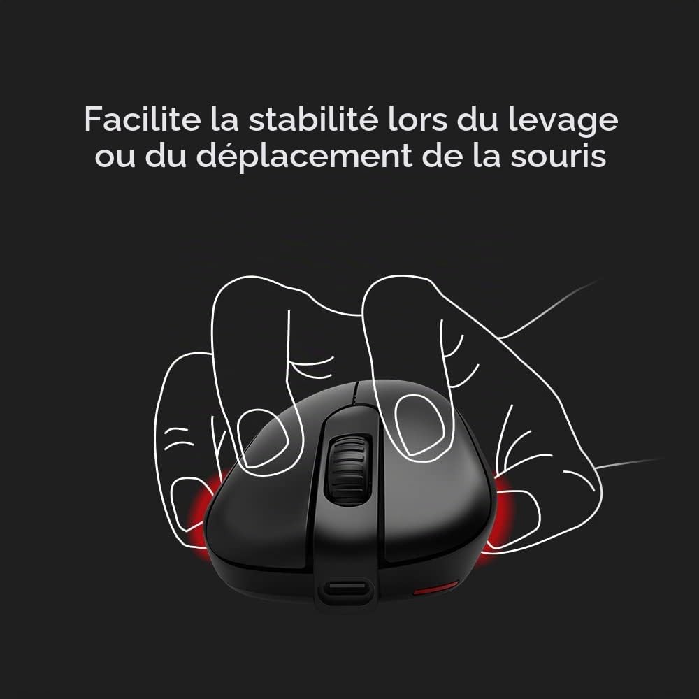 BenQ Zowie EC3-CW Souris de Jeu Ergonomique sans Fil pour Esports | Récepteur amélioré | Roue de défilement à 24 Niveaux | sans conducteur | Revêtement Noir Mat | Petite Taille