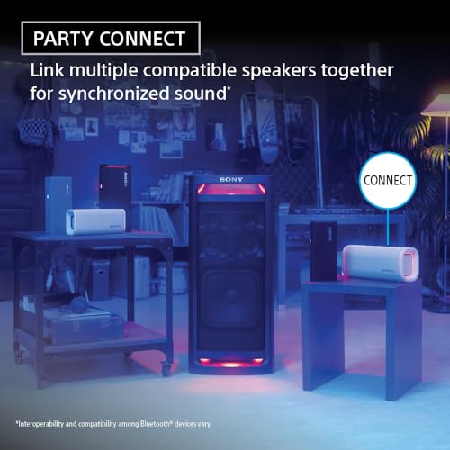 Image of Sony New ULT Field 5 Wireless Bluetooth Speaker, 25hrs Playtime, Massive Bass, Shoulder Strap, Built in Power Bank, IP67 Water & Dustproof, Quick Charge, 360 Party Light, Party Connect-Black