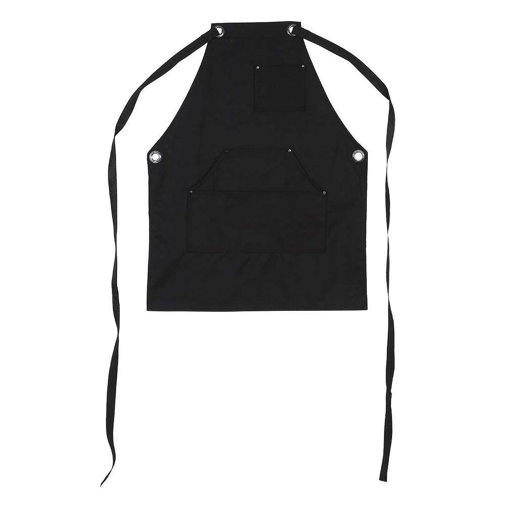 Fdit Black Waxed Canvas Tool Aprons, Heavy Duty Waterproof Workshop Apron Multi-Function Bib Apron with Handy Pockets & Cross-Back Straps for Kitchen Garden Working Uniform