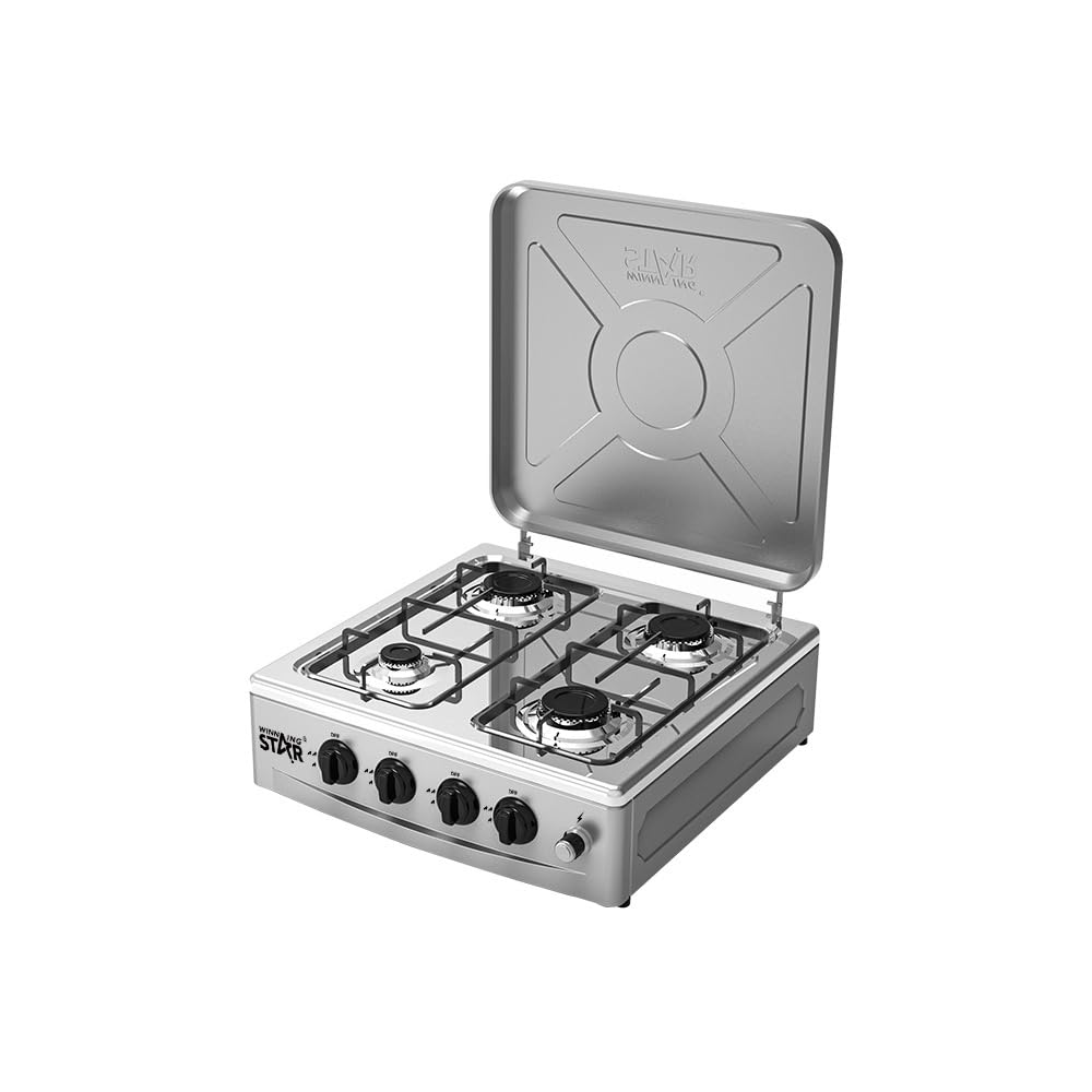 Gas Stovetop, 4 Burner, Space Saving, Energy Saving, Eco-Friendly, Works with Natural/City Gas, LPG, Propane Gas, Balanced Firepower, Multi-Knob Accurate Temperature Control, Fast Heating