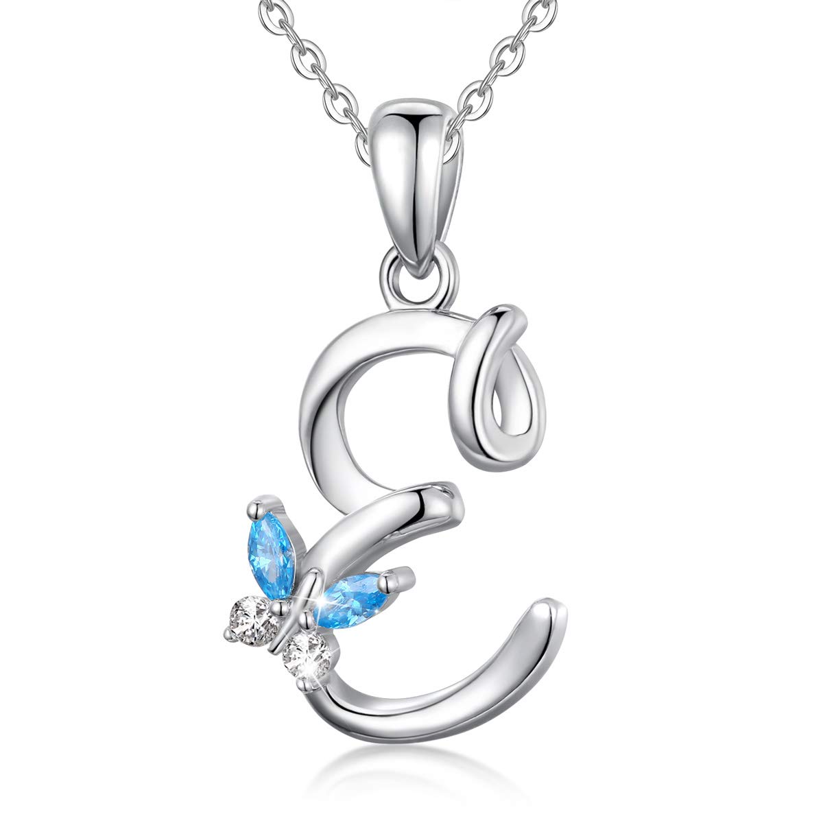 Collana Iniziale Argento Sterling 925 26 Lettere dell'Alfabeto Ciondolo Personalizzato Nome Gioielli Collane Regali per Donne Ragazze Festa della Mamma, Catena 45 cm