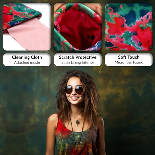Image of Soft Sunglasses case | Large Glasses Case Holder - Eyeglass Pouch Squeeze Top | Glasses pouch Lightweight Extra Layers