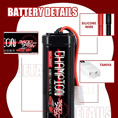 GOLDBAT 7.2V NiMH Battery 3600mAh 7.2V RC NiMH Battery with Tami ya Plug for RC Car RC Boat RC Truck Tami ya Associated Remote Control Models 2packs - Image 4